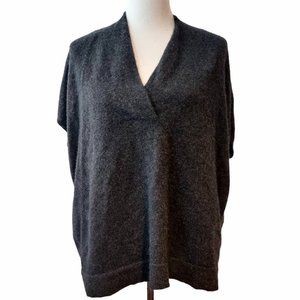 Vince Womens Gray Wool Cashmere Oversized Short Sleeve V-Neckline Sweater XS